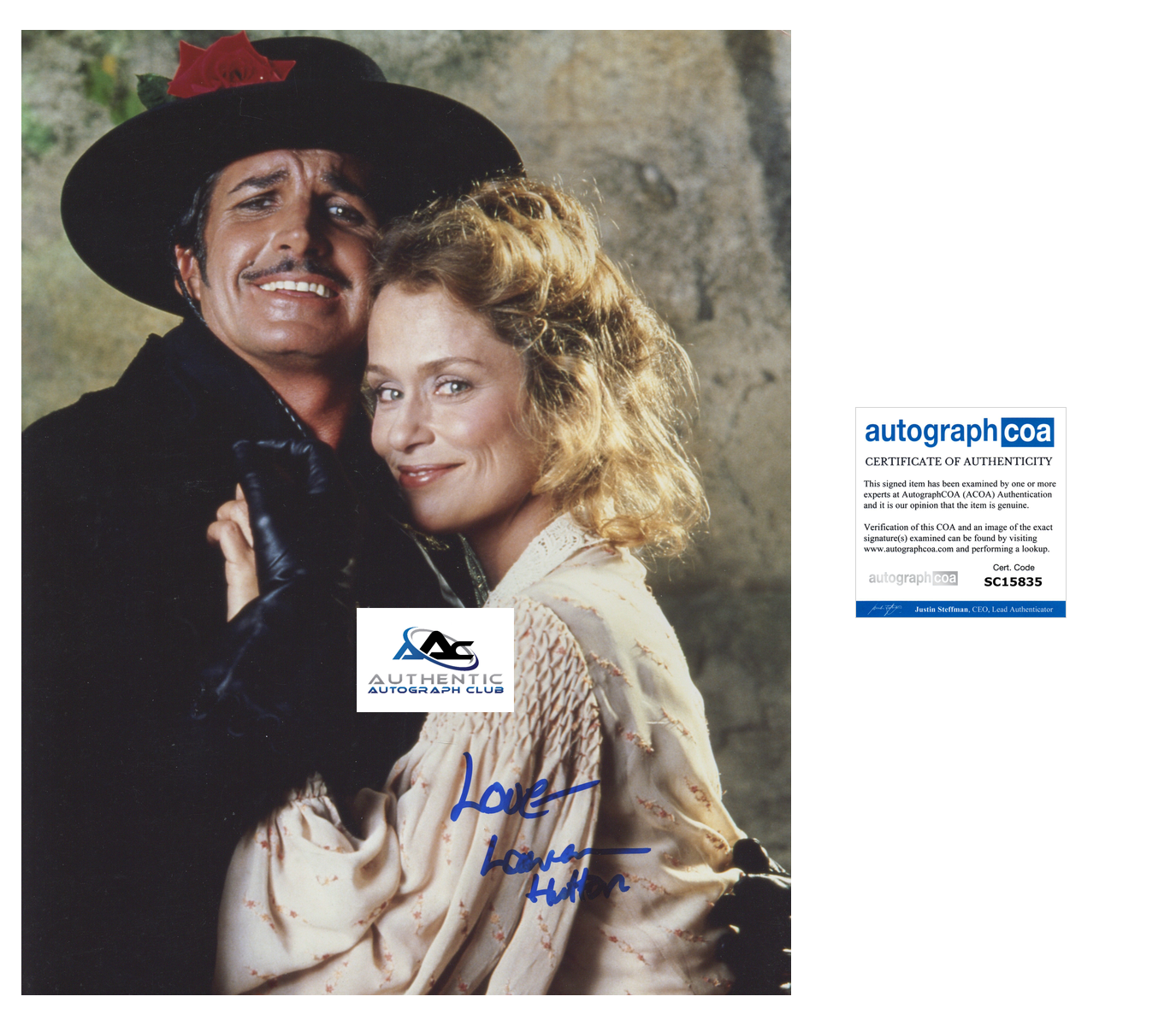 LAUREN HUTTON AUTOGRAPH SIGNED 11X14 PHOTO ZORRO ACOA