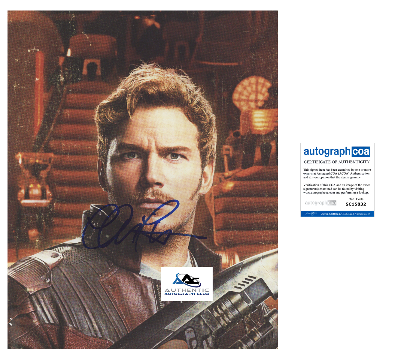 CHRIS PRATT AUTOGRAPH SIGNED 11X14 PHOTO AVENGERS INFINITY WAR STAR-LORD ACOA