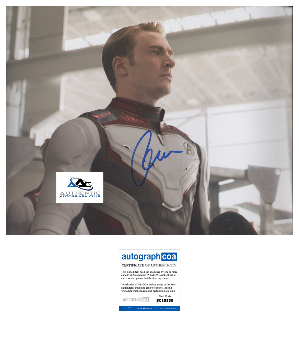 CHRIS EVANS AUTOGRAPH SIGNED 11X14 PHOTO CAPTAIN AMERICA MARVEL ACOA