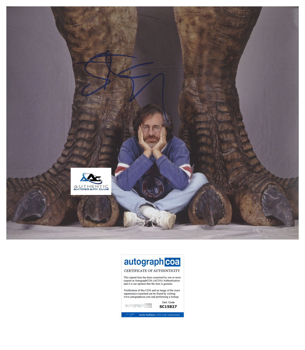 DIRECTOR STEVEN SPIELBERG AUTOGRAPH SIGNED 11X14 JURRASIC PARK ACOA