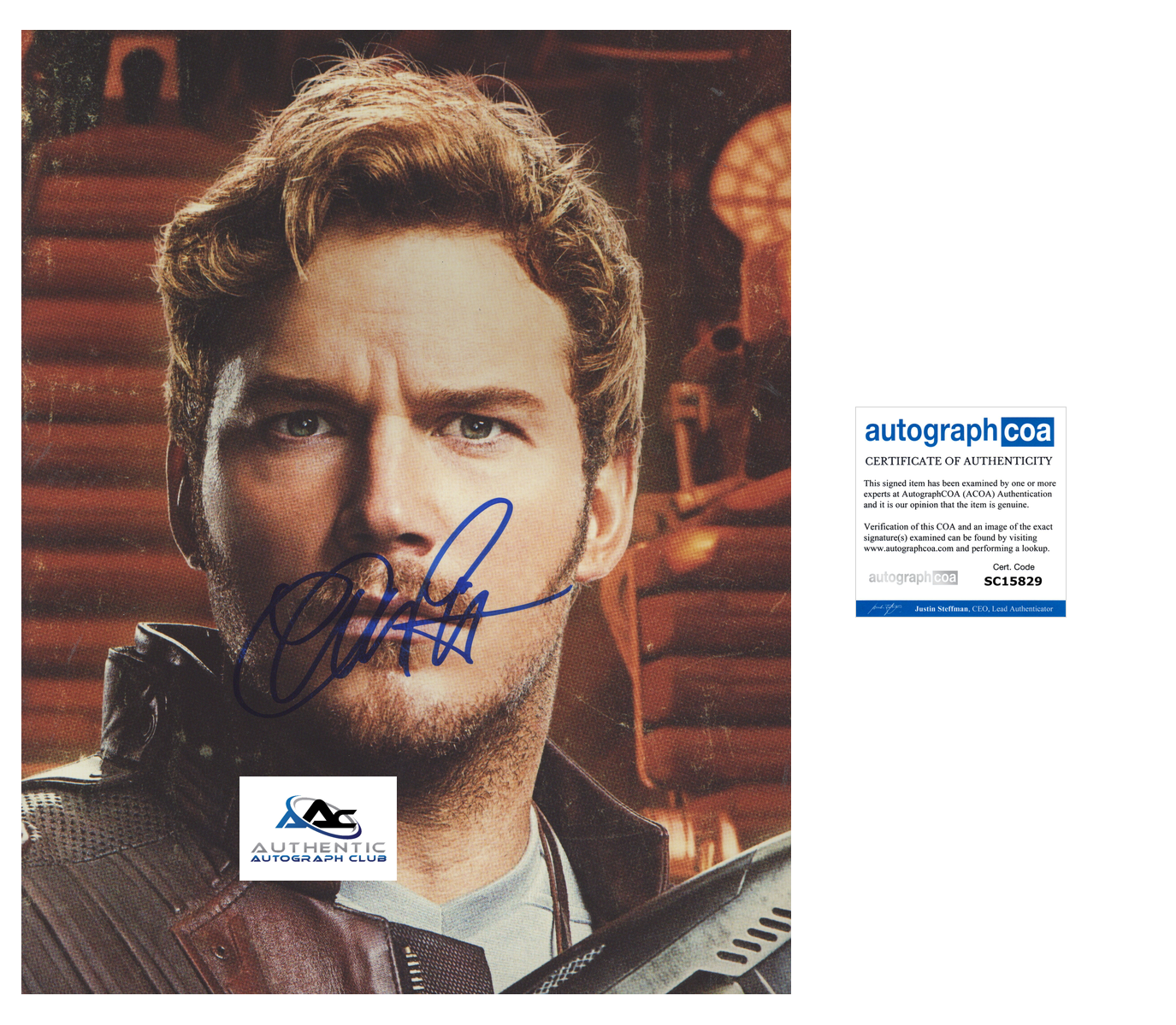 CHRIS PRATT AUTOGRAPH SIGNED 11X14 PHOTO AVENGERS INFINITY WAR STAR-LORD ACOA