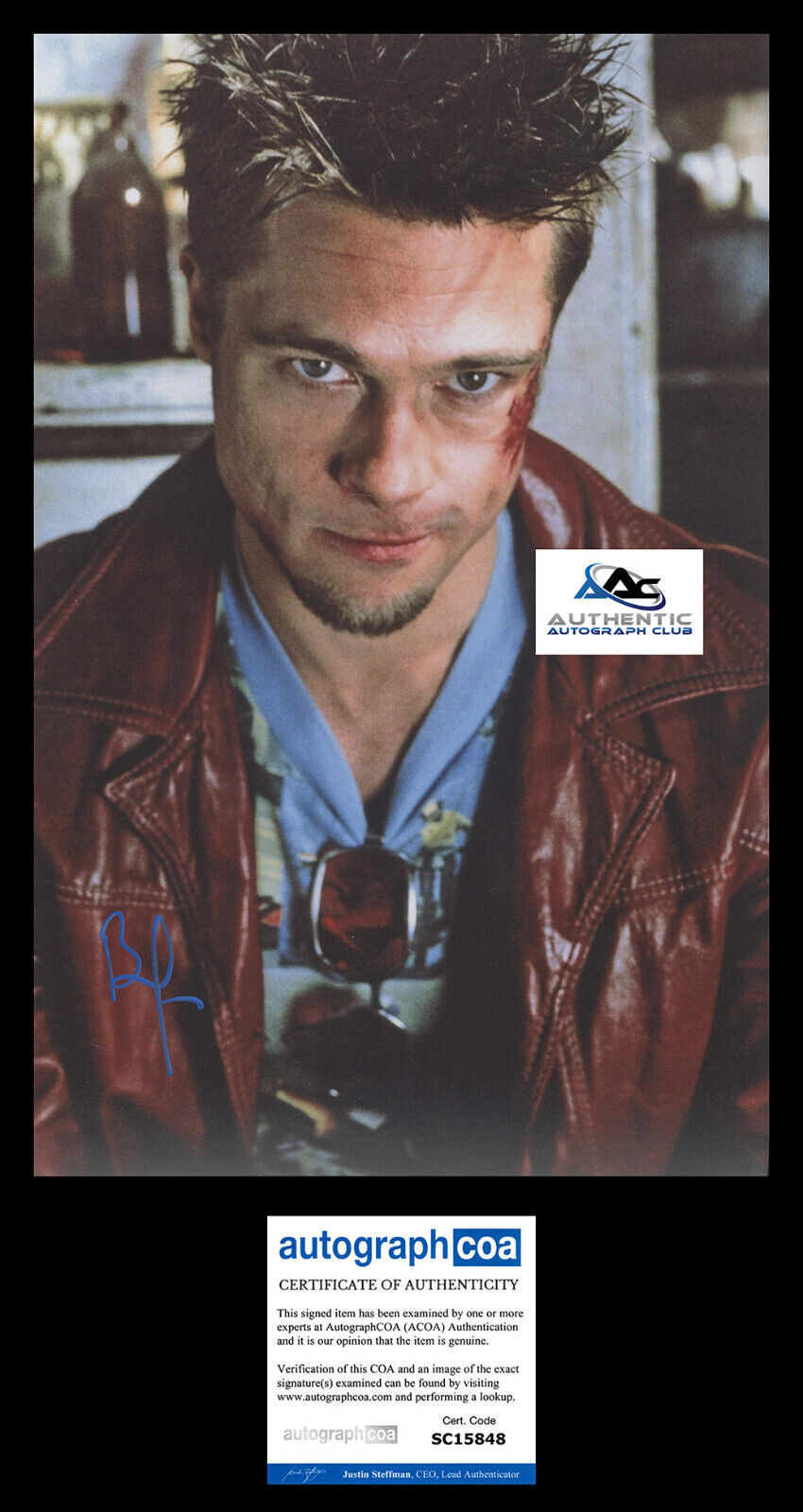 BRAD PITT AUTOGRAPH SIGNED 12x18 PHOTO FIGHT CLUB ACOA