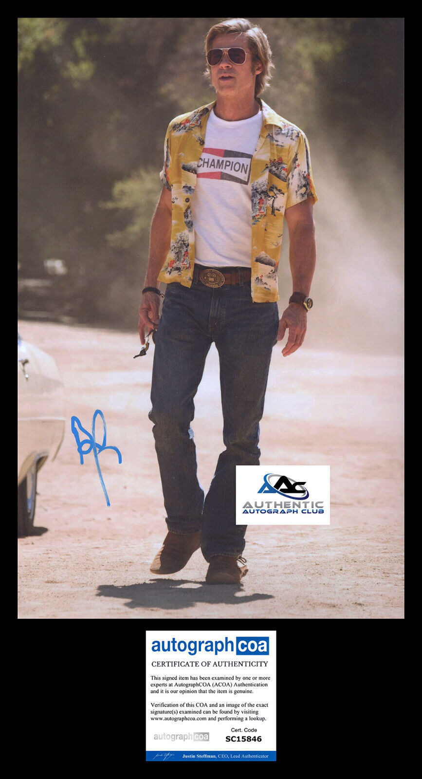 BRAD PITT AUTOGRAPH SIGNED 12x18 PHOTO ONCE UPON A TIME IN HOLLYWOOD ACOA