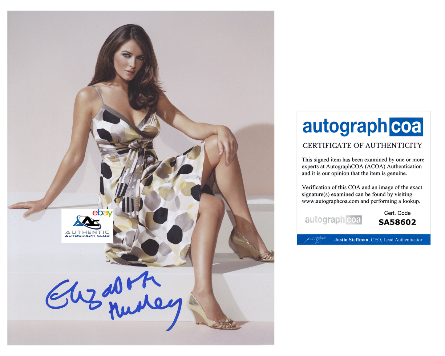 ELIZABETH HURLEY AUTOGRAPH SIGNED 8x10 PHOTO ACOA