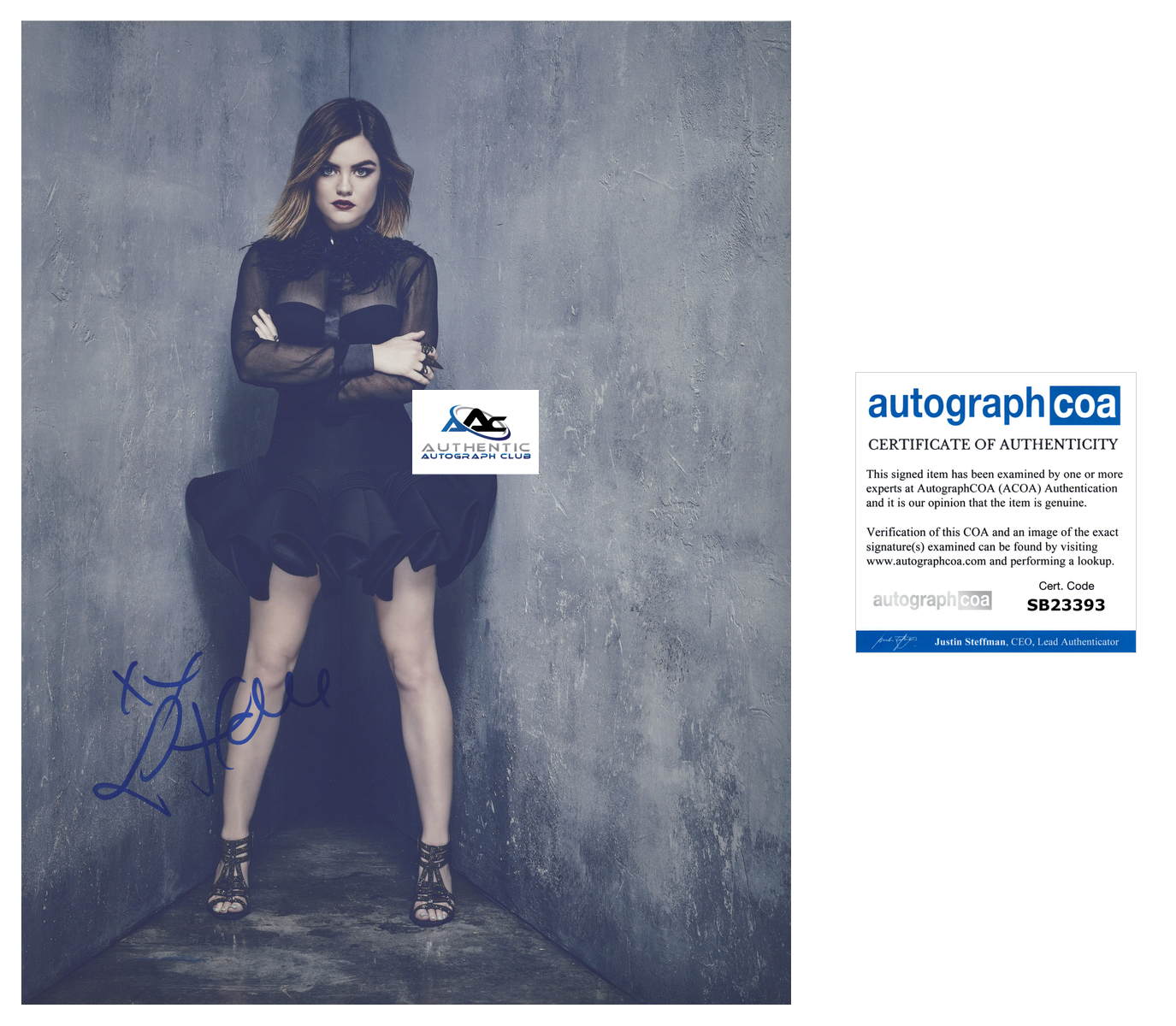 LUCY HALE AUTOGRAPH SIGNED 11x14 PHOTO PRETTY LITTLE LIARS ACOA