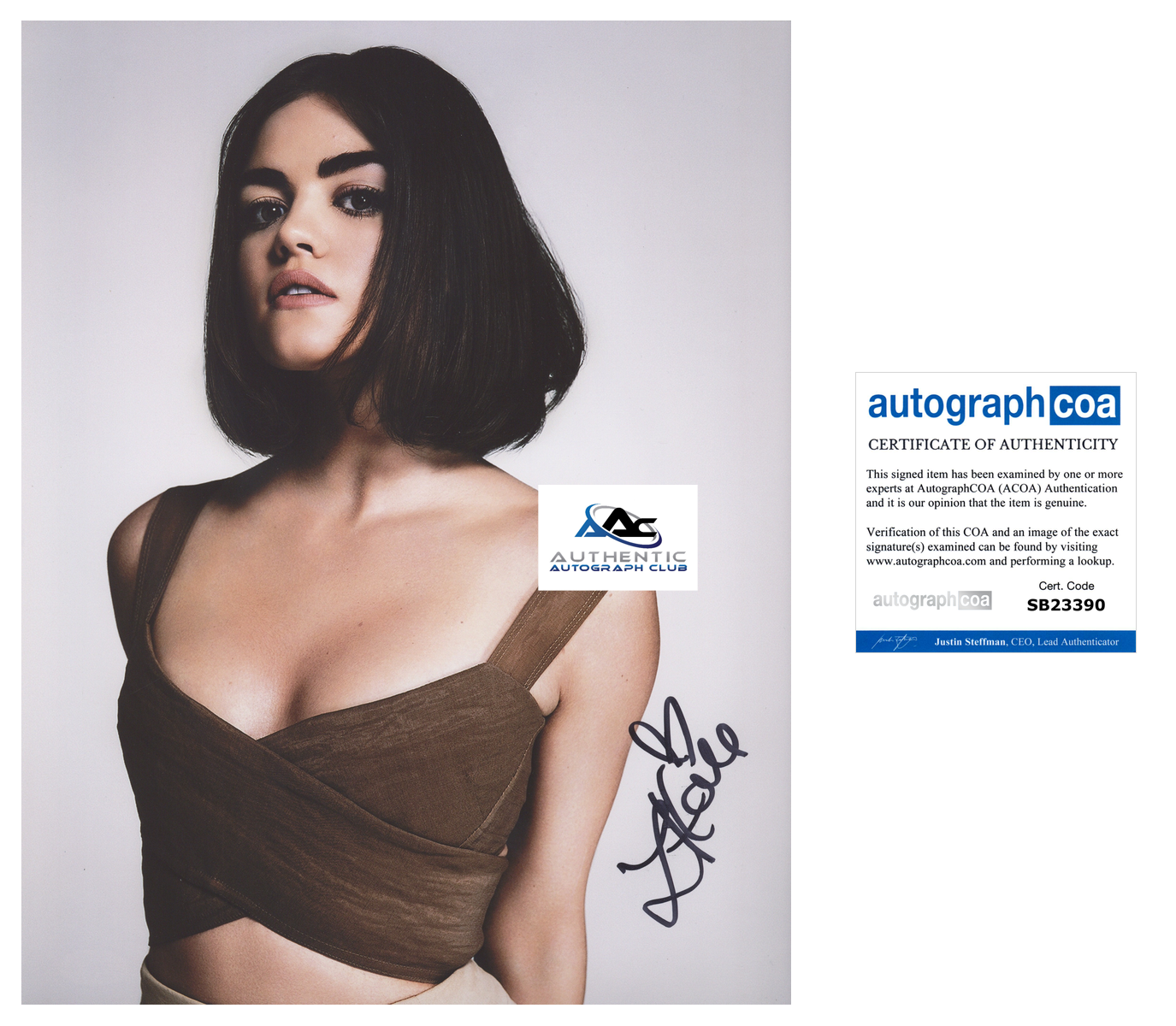 LUCY HALE AUTOGRAPH SIGNED 11x14 PHOTO PRETTY LITTLE LIARS ACOA