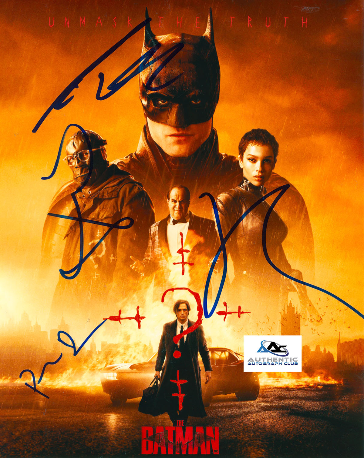 ROBERT PATTINSON AND CAST AUTOGRAPH SIGNED 8X10 PHOTO THE BATMAN DC COMICS COA