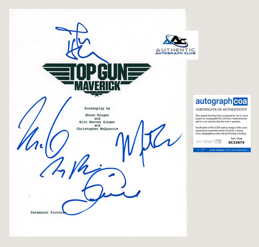 TOM CRUISE, MILES TELLER AND CAST AUTOGRAPH SIGNED TOP GUN SCRIPT ACOA