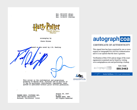 DANIEL RADCLIFFE RUPERT GRINT AUTOGRAPH SIGNED HARRY POTTER HALF BLOOD SCRIPT