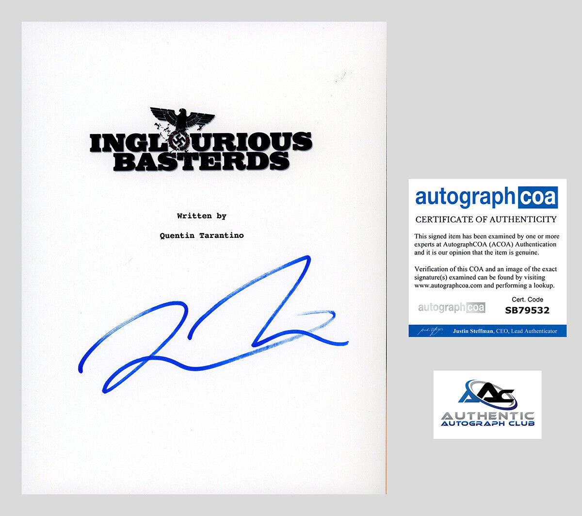 QUENTIN TARANTINO AUTOGRAPH SIGNED INGLOURIOUS BASTERDS SCRIPT ACOA