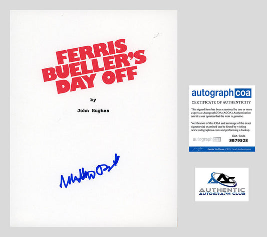 MATTHEW BRODERICK AUTOGRAPH SIGNED FERRIS BUELLER'S DAY OFF MOVIE SCRIPT ACOA