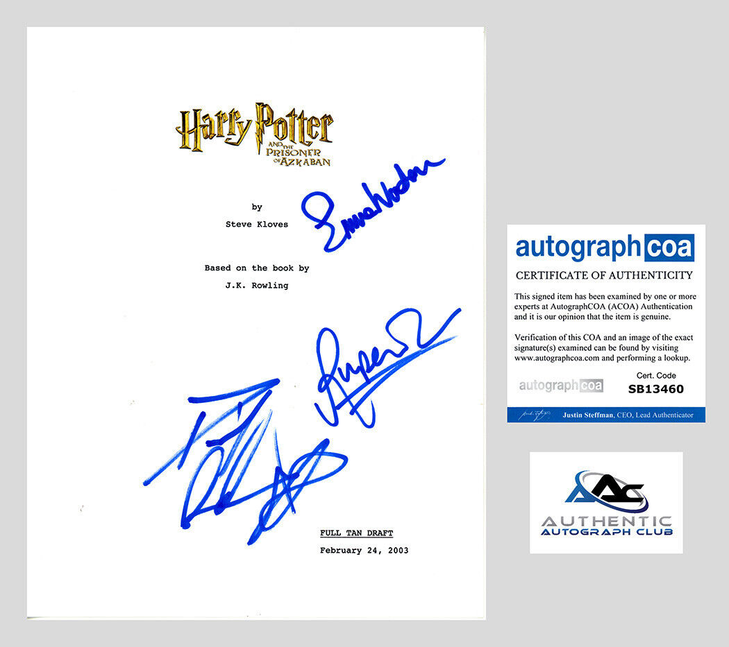 RARE DANIEL RADCLIFFE, RUPERT GRINT AND EMMA WATSON SIGNED HARRY POTTER SCRIPT