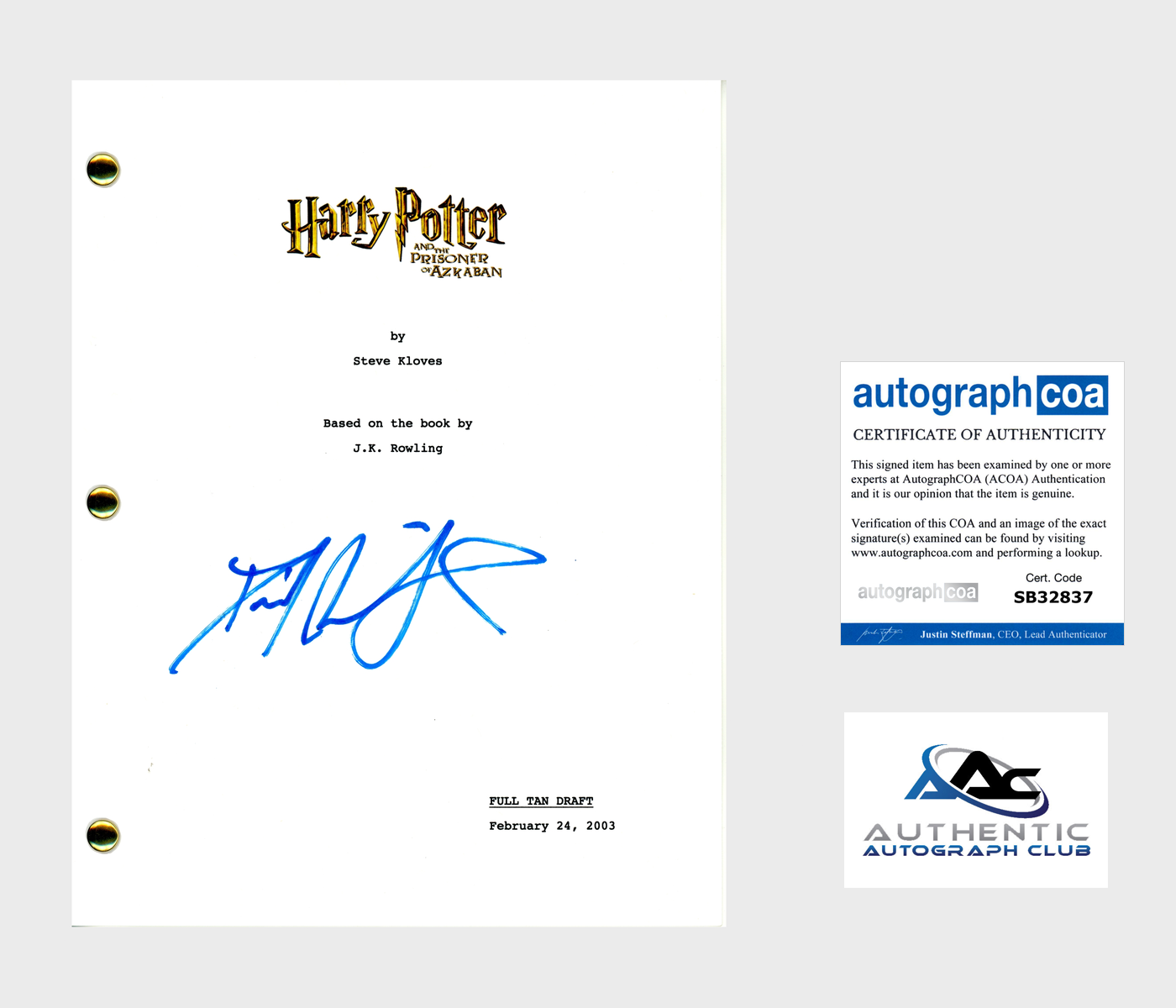 DANIEL RADCLIFFE AUTOGRAPH SIGNED HARRY POTTER PRISONER OF AZKABAN FULL SCRIPT