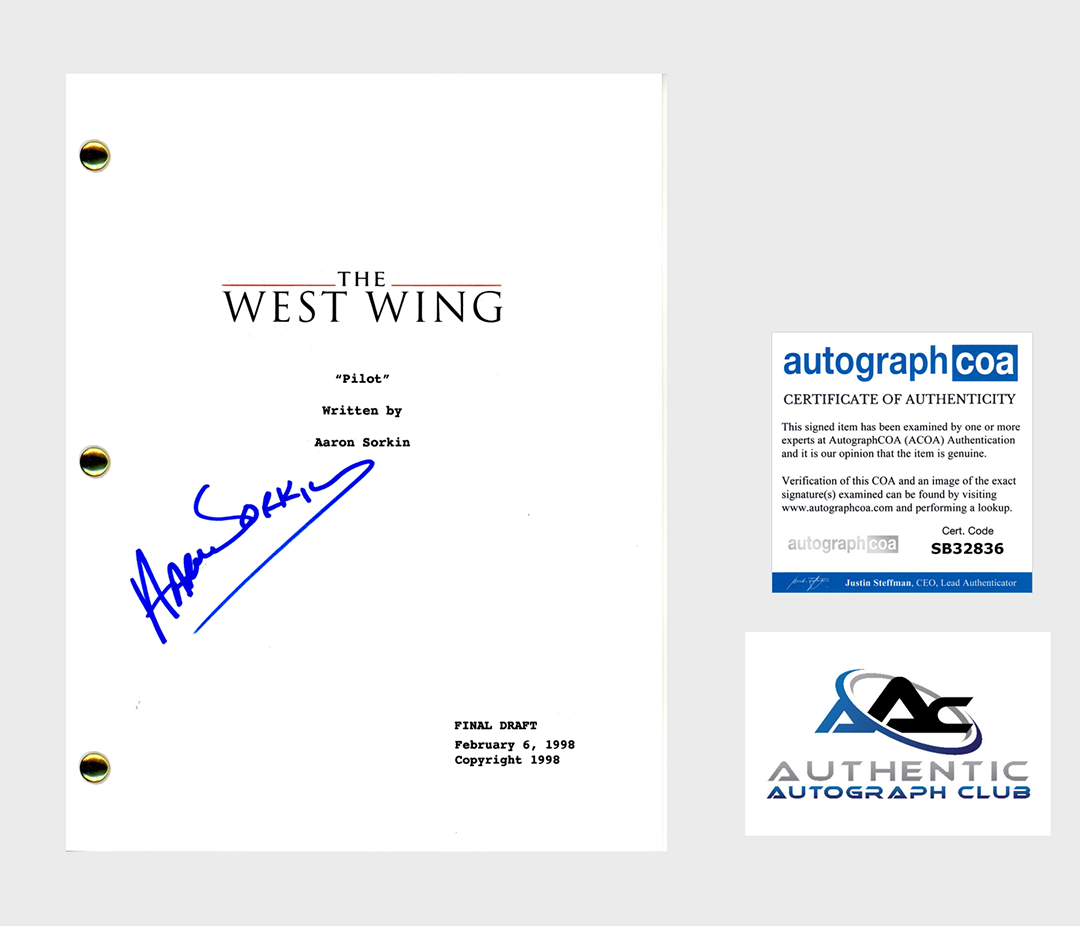 AARON SORKIN AUTOGRAPH SIGNED THE WEST WING FULL SCRIPT ACOA