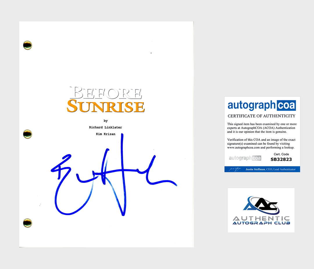 ETHAN HAWKE AUTOGRAPH SIGNED BEFORE SUNRISE FULL SCRIPT ACOA