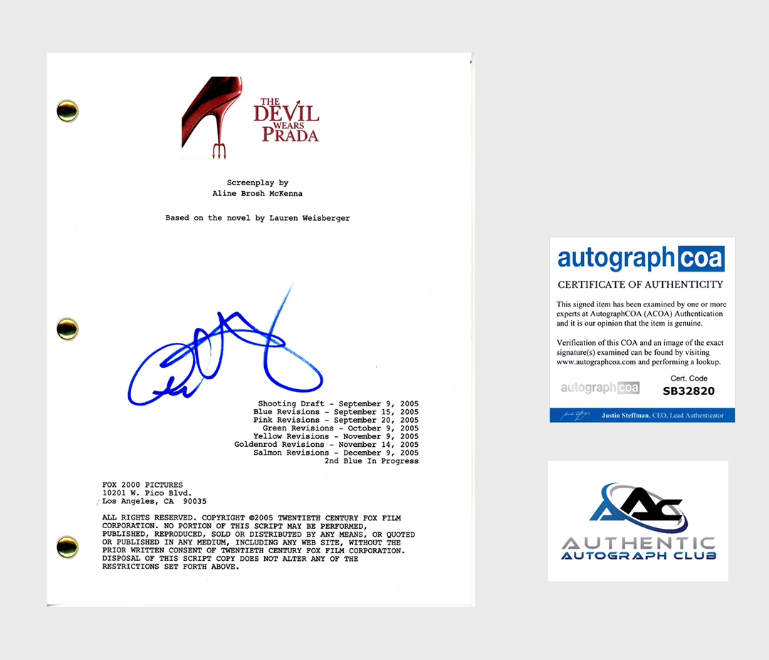 ANNE HATHAWAY AUTOGRAPH SIGNED THE DEVIL WEARS PRADA FULL SCRIPT ACOA