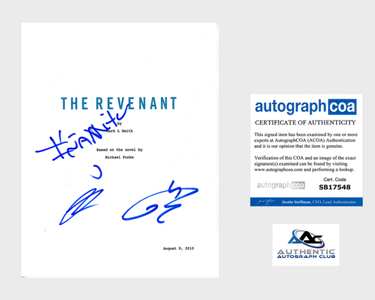 LEONARDO DICAPRIO, TOM HARDY, INARRITU SIGNED THE REVENANT FULL SCRIPT ACOA