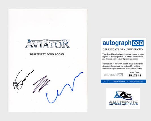 LEONARDO DICAPRIO, MARTIN SCORSESE BLANCHETT SIGNED THE AVIATOR FULL SCRIPT ACOA