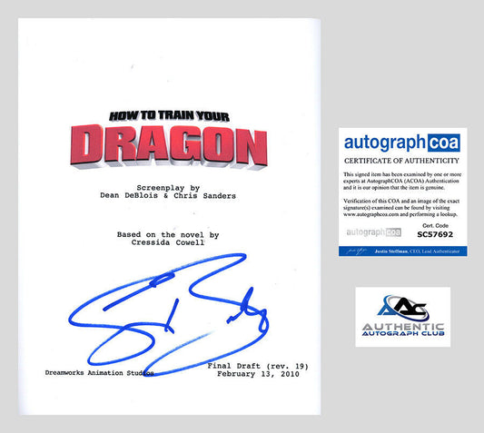 GERARD BUTLER AUTOGRAPH SIGNED HOW TO TRAIN YOUR DRAGON SIGNED FULL SCRIPT ACOA