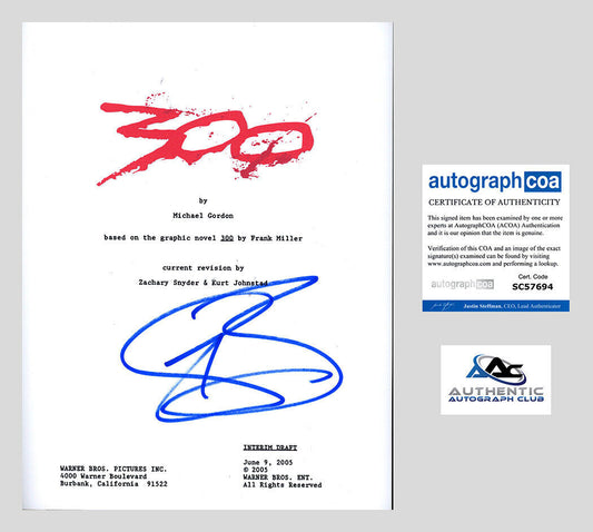 GERARD BUTLER AUTOGRAPH SIGNED 300 FULL SCRIPT ACOA