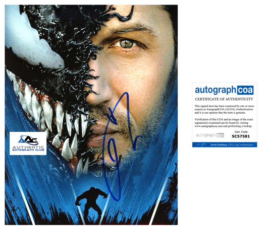 TOM HARDY AUTOGRAPH SIGNED 8x10 PHOTO MARVEL VENOM ACOA