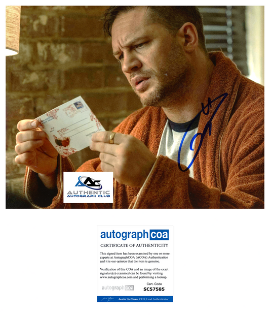 TOM HARDY AUTOGRAPH SIGNED 8x10 PHOTO MARVEL VENOM ACOA