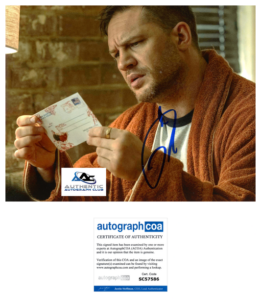 TOM HARDY AUTOGRAPH SIGNED 8x10 PHOTO MARVEL VENOM ACOA