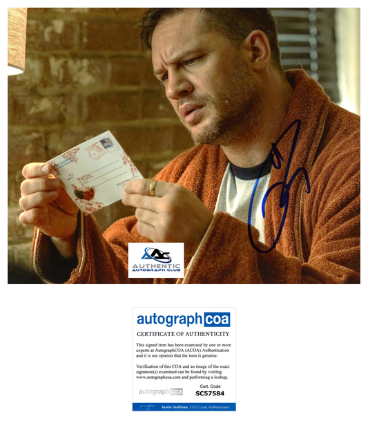 TOM HARDY AUTOGRAPH SIGNED 8x10 PHOTO MARVEL VENOM ACOA