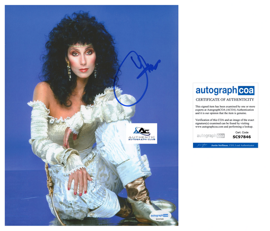 CHER AUTOGRAPH SIGNED 8x10 PHOTO ACOA