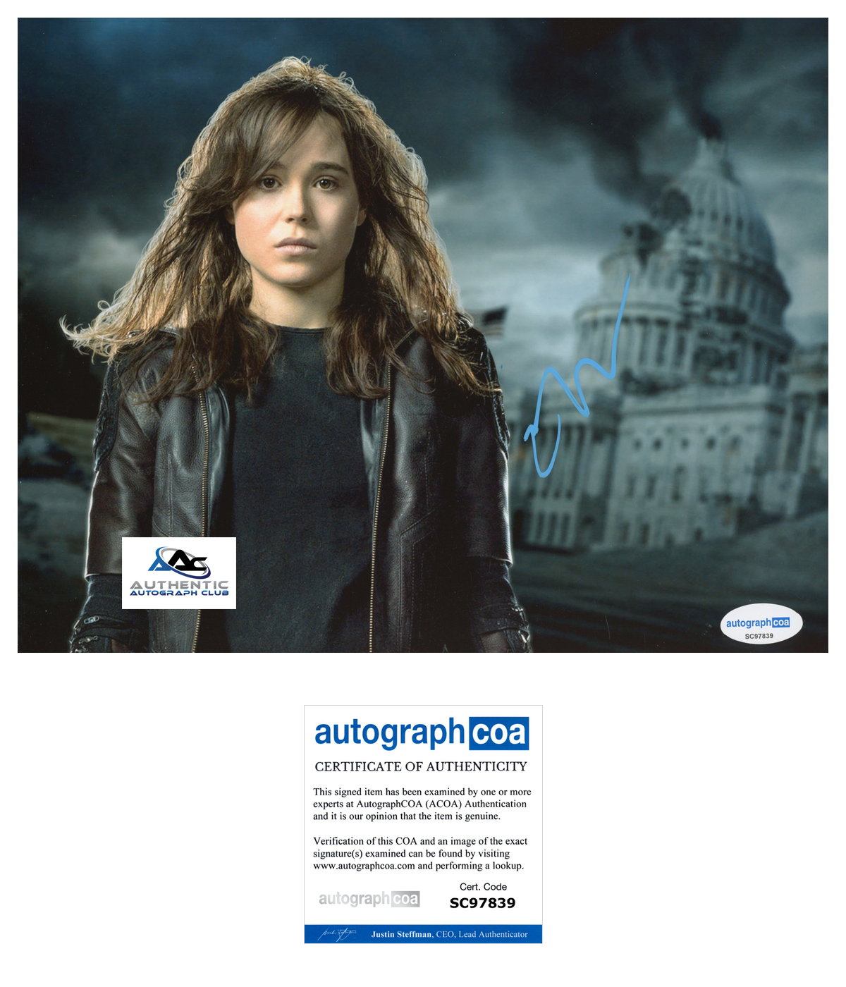 ELLIOT PAGE ELLEN PAGE AUTOGRAPH SIGNED 8x10 PHOTO X-MEN JUNO ACOA