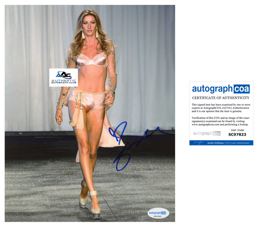 SUPERMODEL GISELE BUNDCHEN AUTOGRAPH SIGNED 8X10 PHOTO VICTORIA SECRET ACOA