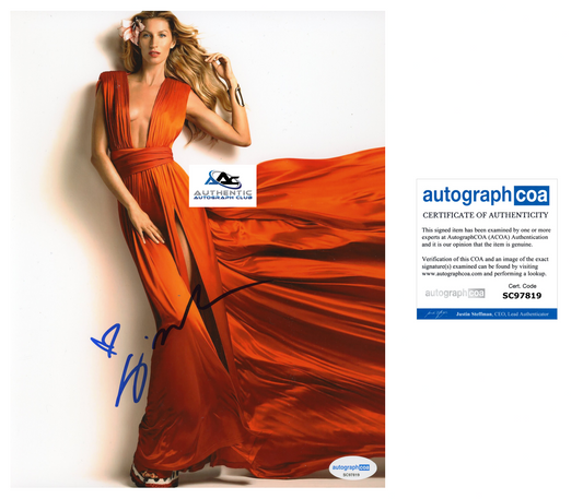 SUPERMODEL GISELE BUNDCHEN AUTOGRAPH SIGNED 8X10 PHOTO VICTORIA SECRET ACOA