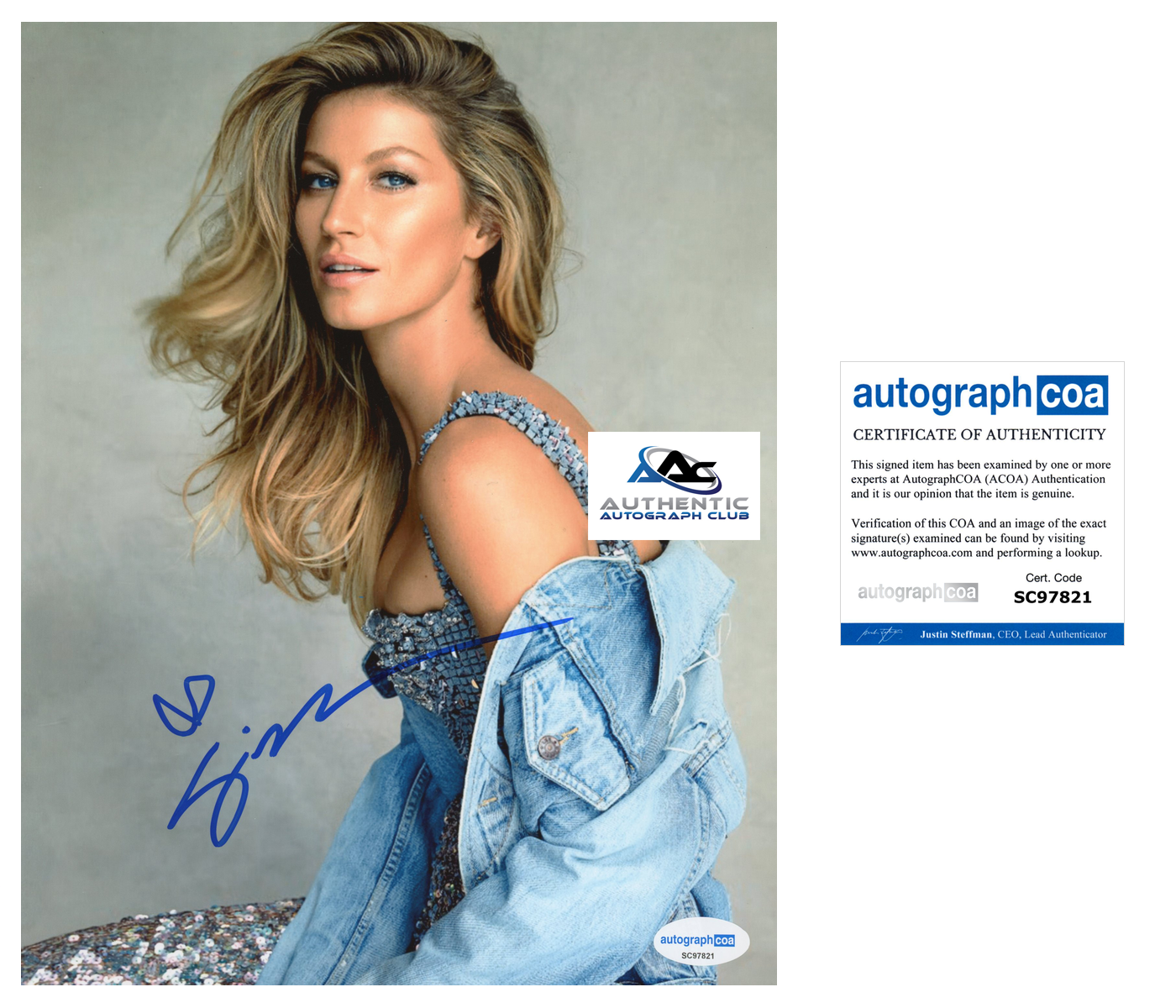 SUPERMODEL GISELE BUNDCHEN AUTOGRAPH SIGNED 8X10 PHOTO VICTORIA SECRET ACOA