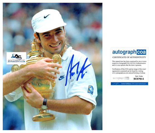 ANDRE AGASSI AUTOGRAPH SIGNED 8x10 PHOTO TENNIS LEGEND CHAMPION ACOA