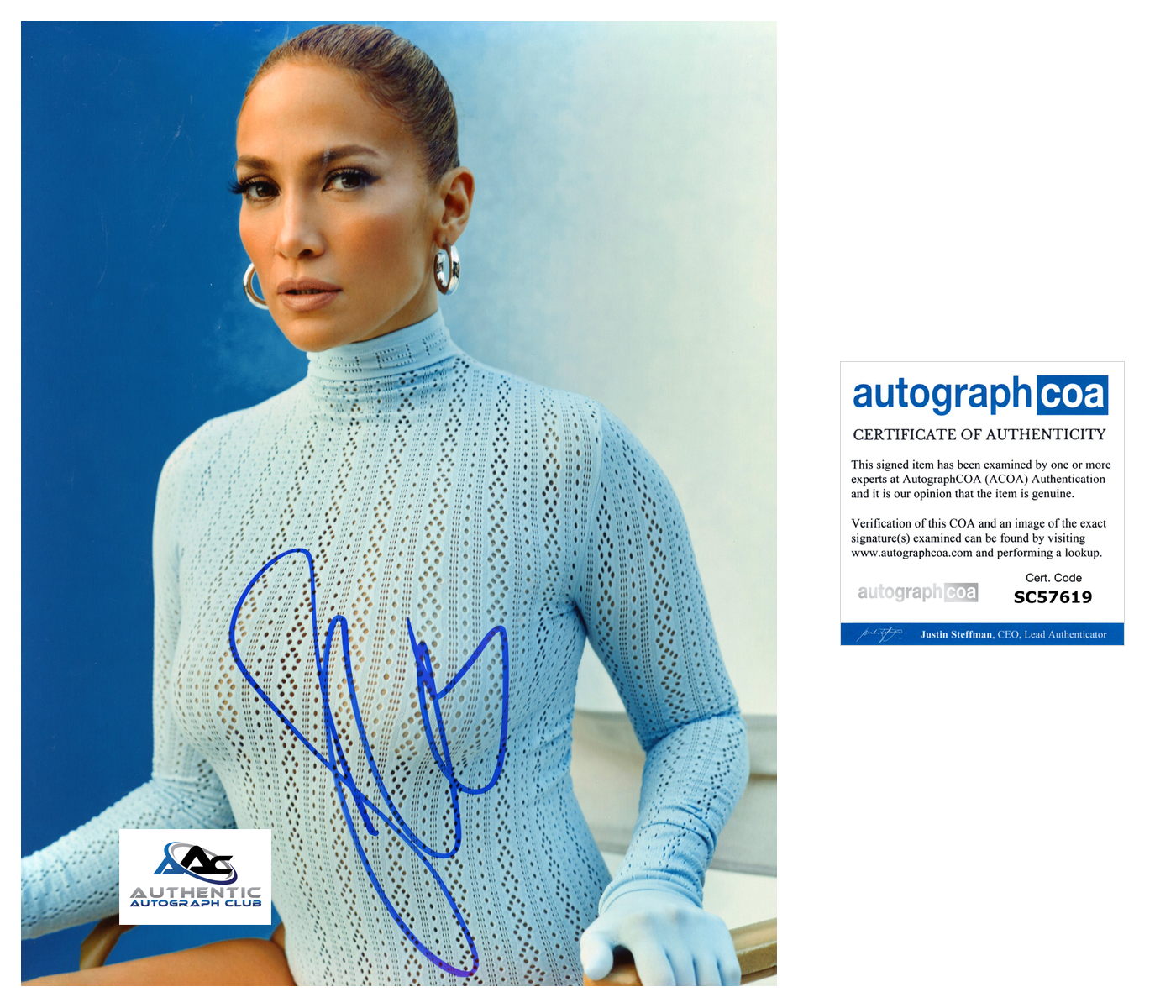 JENNIFER LOPEZ JLO AUTOGRAPH SIGNED 8X10 PHOTO ACOA