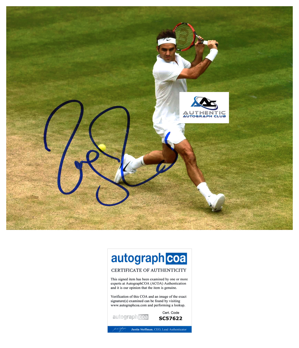 ROGER FEDERER AUTOGRAPH SIGNED 8x10 PHOTO TENNIS US OPEN FRENCH OPEN ACOA