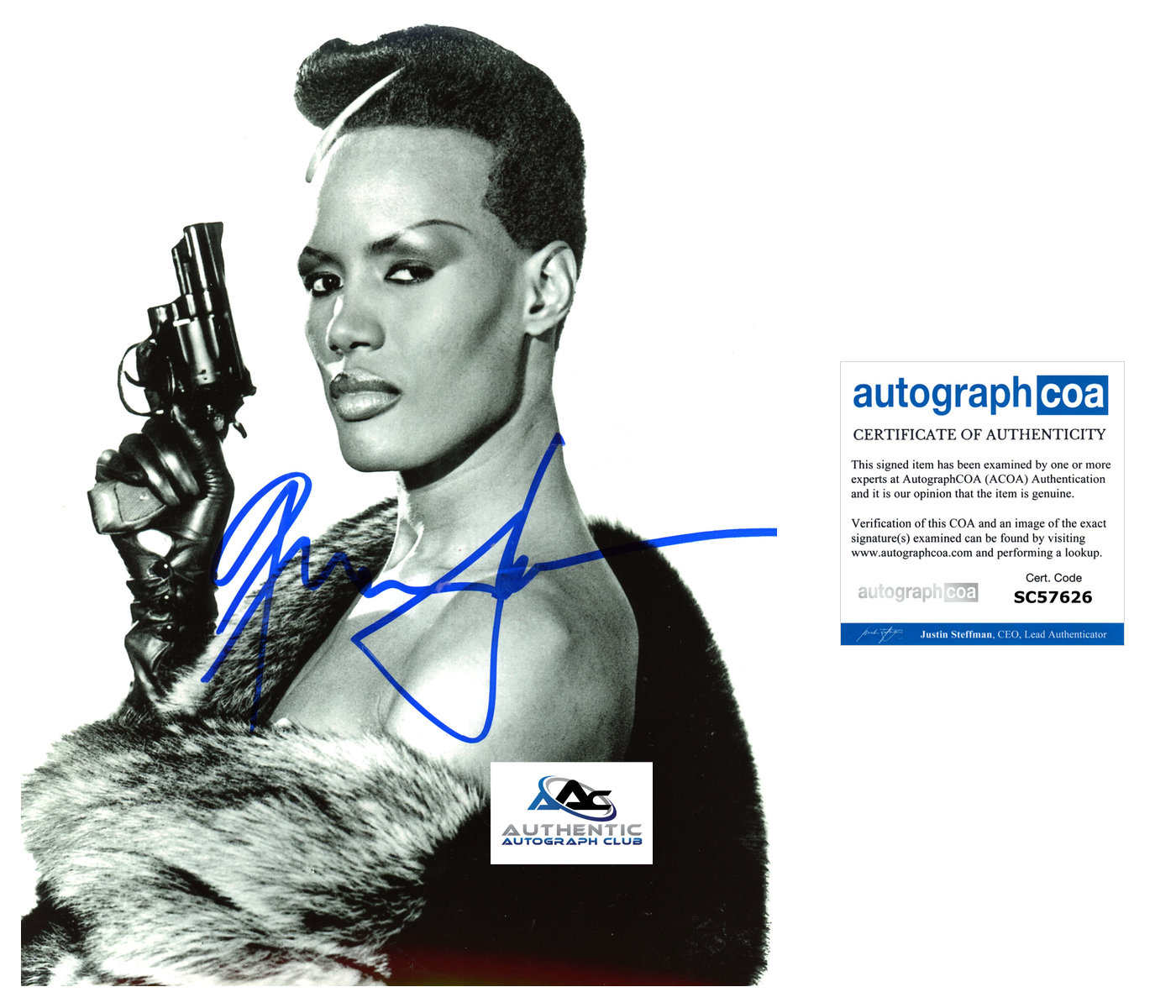 GRACE JONES AUTOGRAPH SIGNED 8x10 PHOTO SINGER STUDIO 54 ACOA