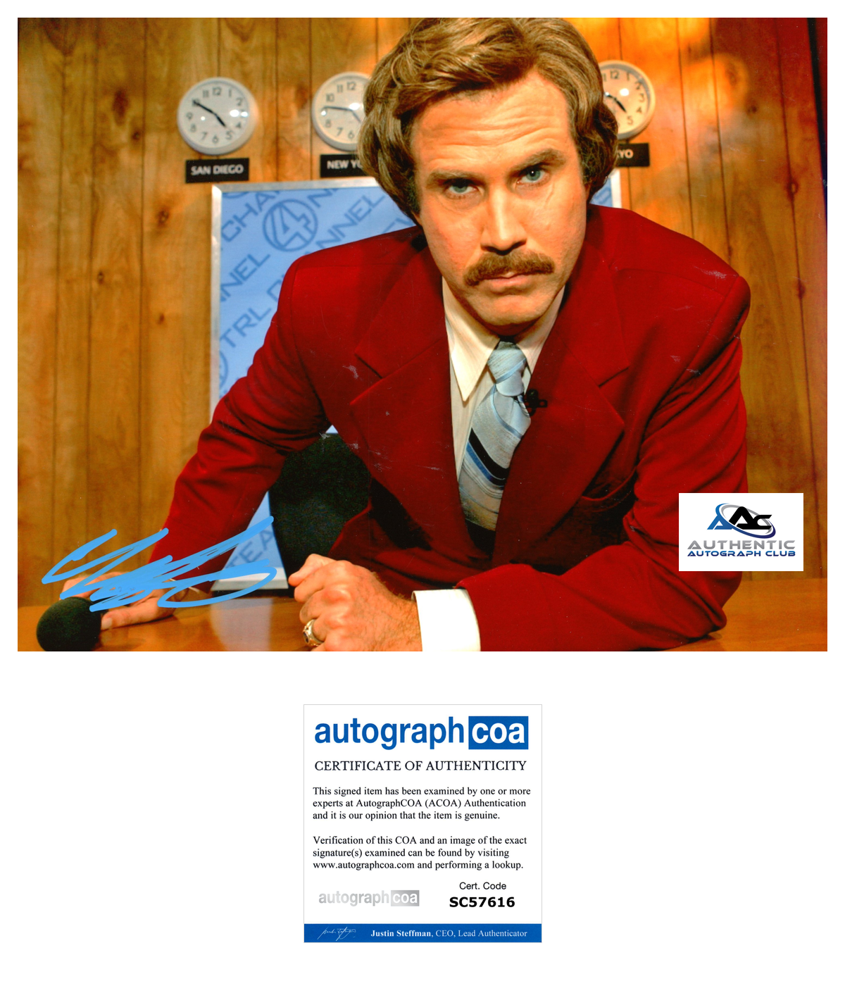 WILL FERRELL AUTOGRAPH SIGNED 8x10 PHOTO ELF ANCHORMAN ACOA