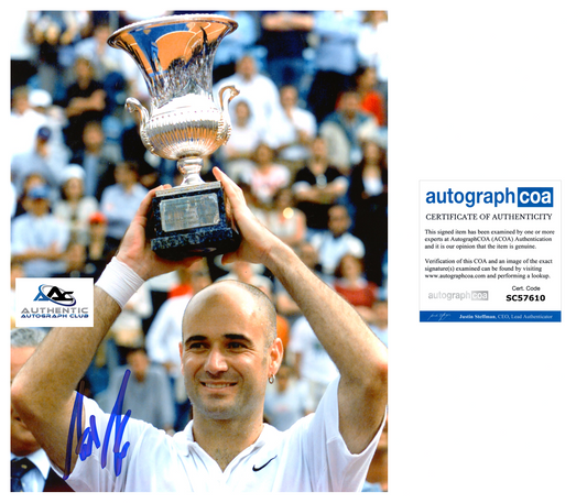 ANDRE AGASSI AUTOGRAPH SIGNED 8x10 PHOTO TENNIS LEGEND CHAMPION ACOA