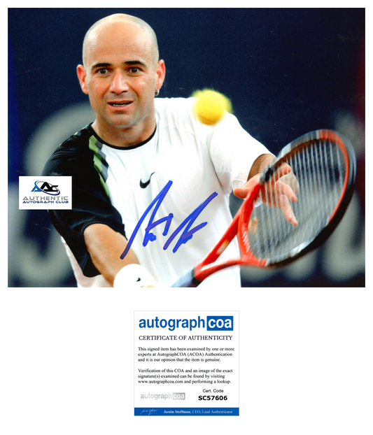 ANDRE AGASSI AUTOGRAPH SIGNED 8x10 PHOTO TENNIS LEGEND CHAMPION ACOA