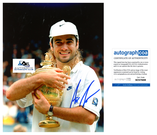 ANDRE AGASSI AUTOGRAPH SIGNED 8x10 PHOTO TENNIS LEGEND CHAMPION ACOA