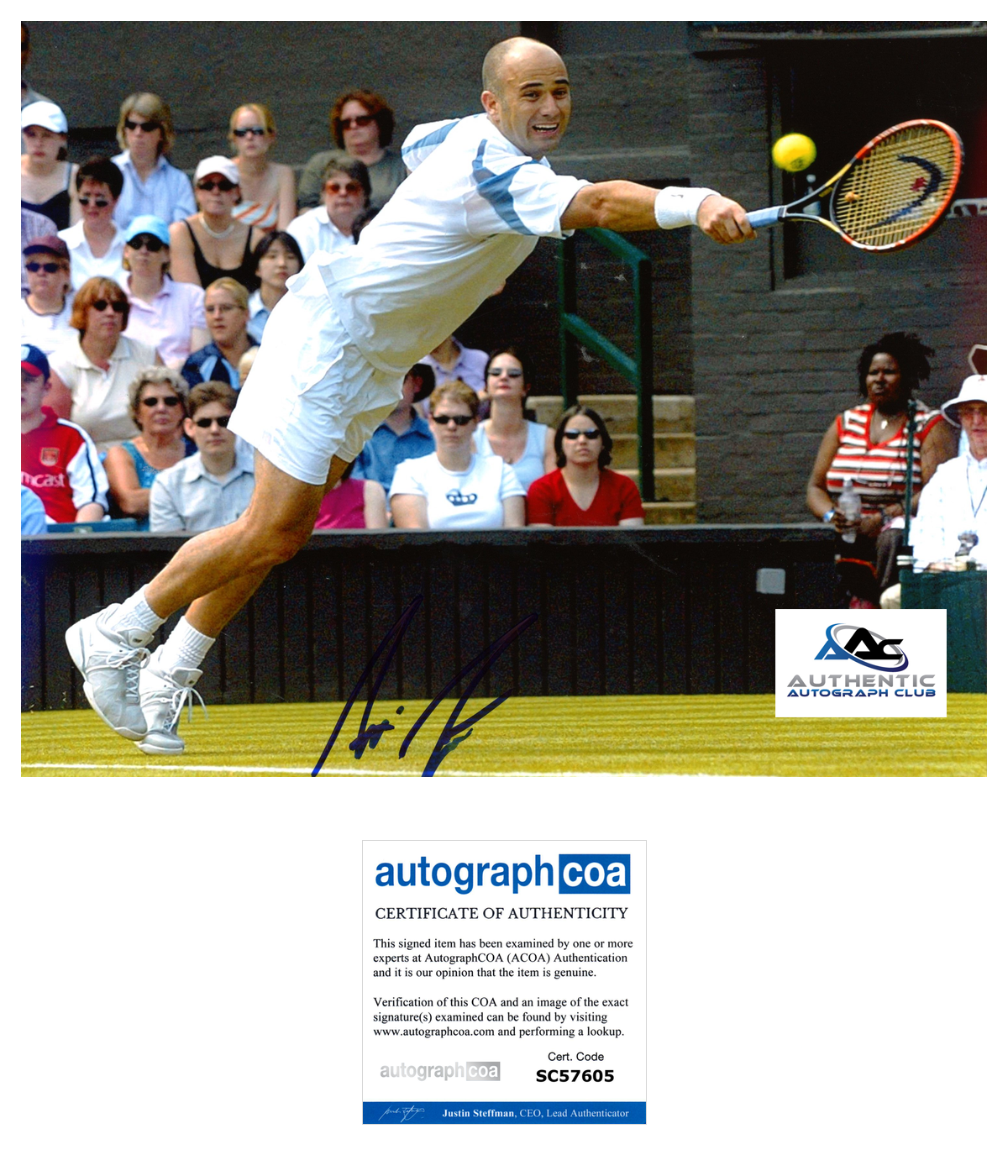 ANDRE AGASSI AUTOGRAPH SIGNED 8x10 PHOTO TENNIS LEGEND CHAMPION ACOA