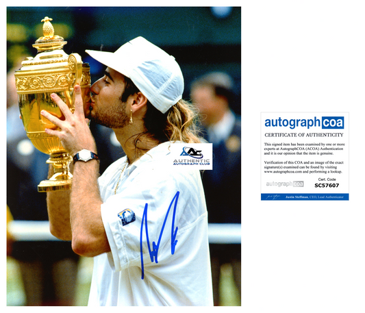 ANDRE AGASSI AUTOGRAPH SIGNED 8x10 PHOTO TENNIS LEGEND CHAMPION ACOA