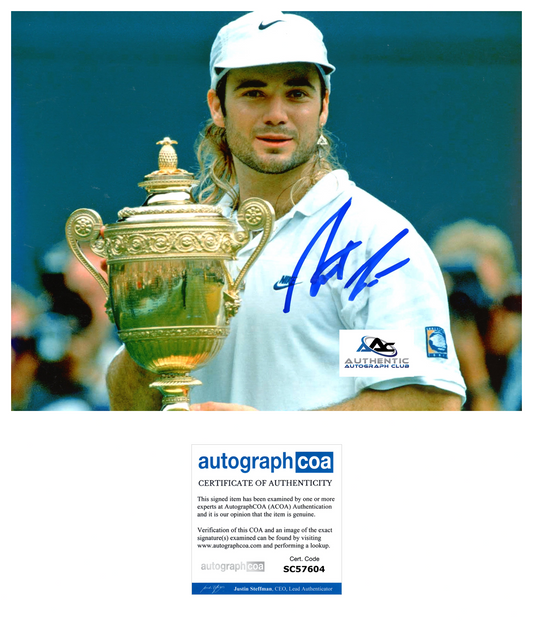 ANDRE AGASSI AUTOGRAPH SIGNED 8x10 PHOTO TENNIS LEGEND CHAMPION ACOA