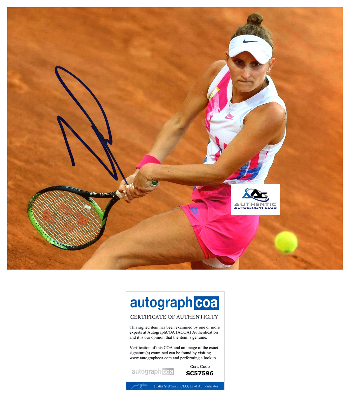 MARKETA VONDROUSOVA AUTOGRAPH SIGNED 8x10 PHOTO TENNIS ACOA