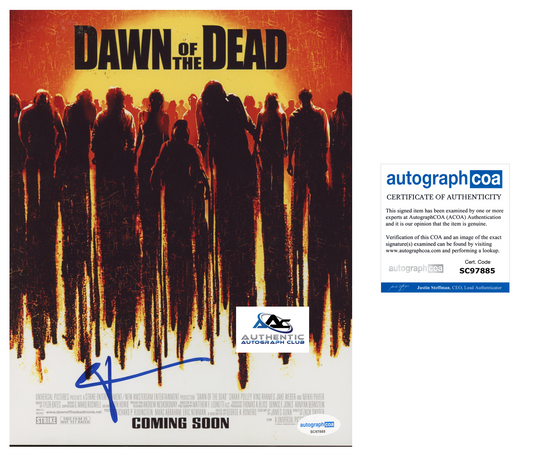 JAKE WEBER AUTOGRAPH SIGNED 8x10 PHOTO DAWN OF THE DEAD ACOA