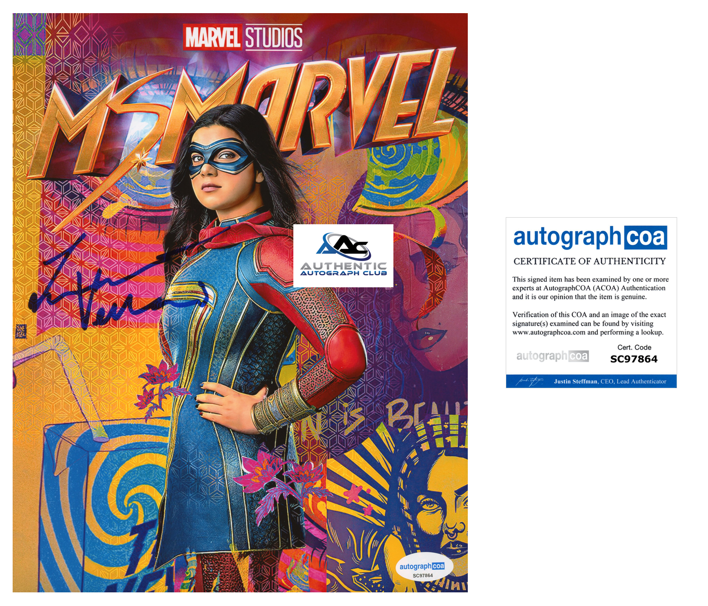 IMAN VELLANI AUTOGRAPH SIGNED 8x10 PHOTO MS MARVEL ACOA