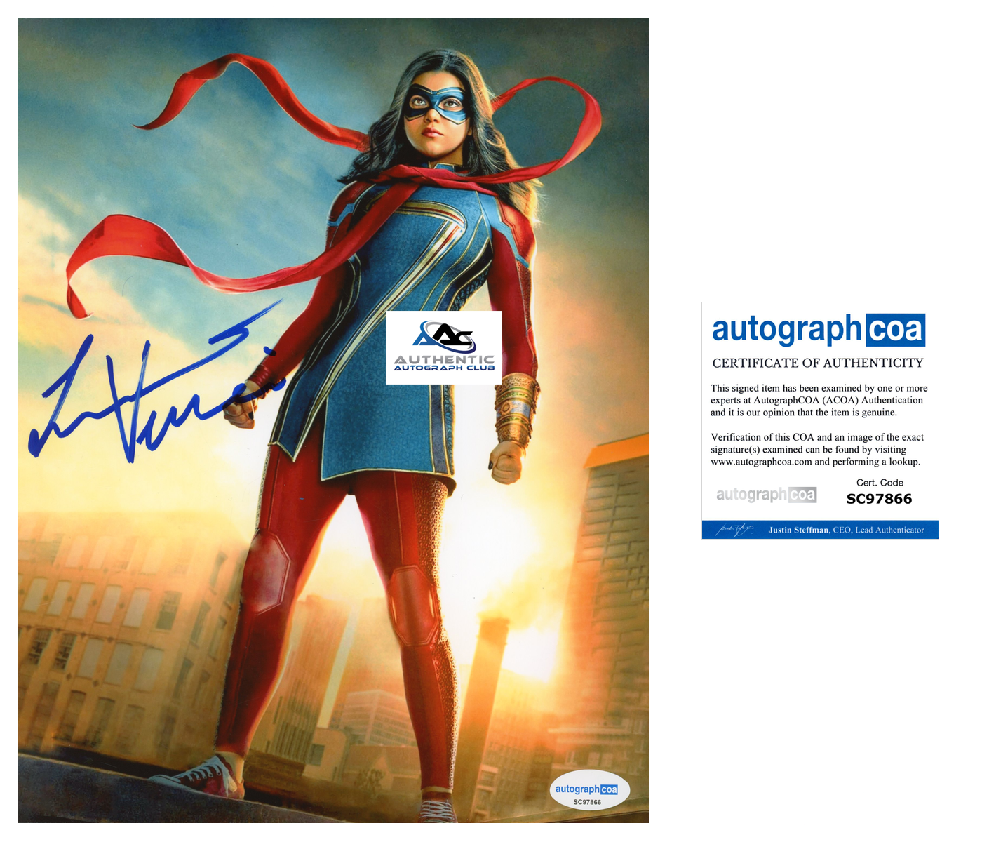 IMAN VELLANI AUTOGRAPH SIGNED 8x10 PHOTO MS MARVEL ACOA