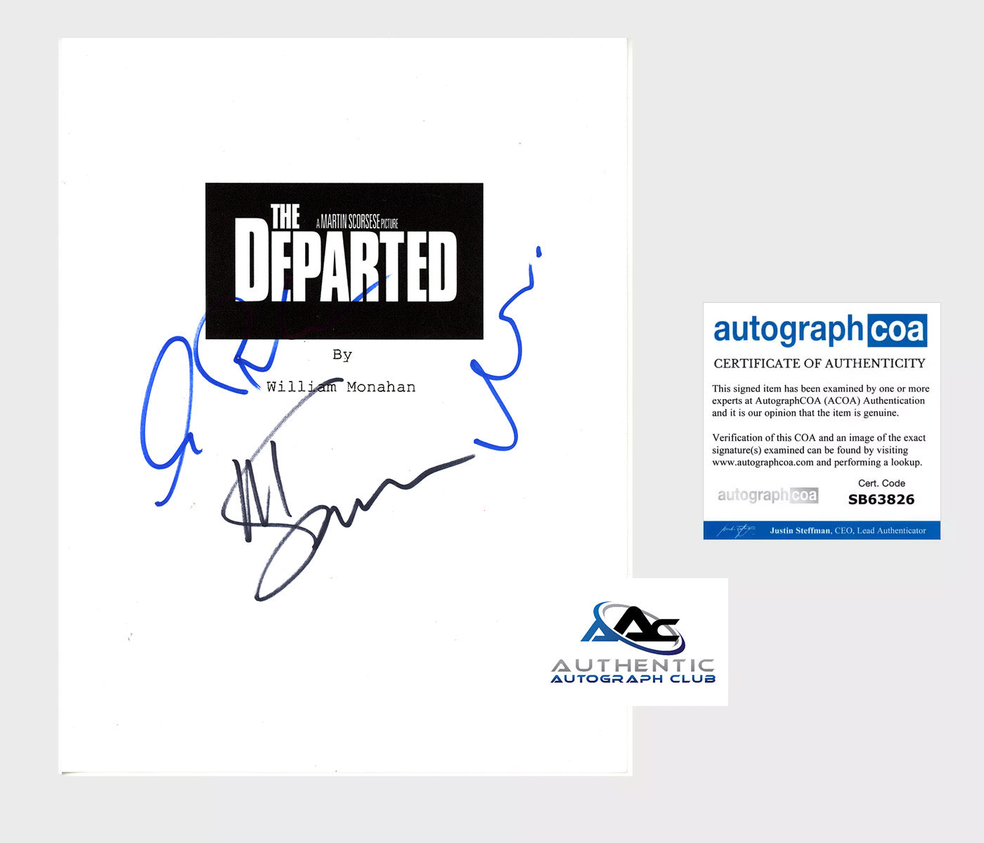 MARTIN SCORSESE, ALEX BALDWIN AND MATT DAMON AUTOGRAPH SIGNED THE DEPARTED FULL SCRIPT ACOA