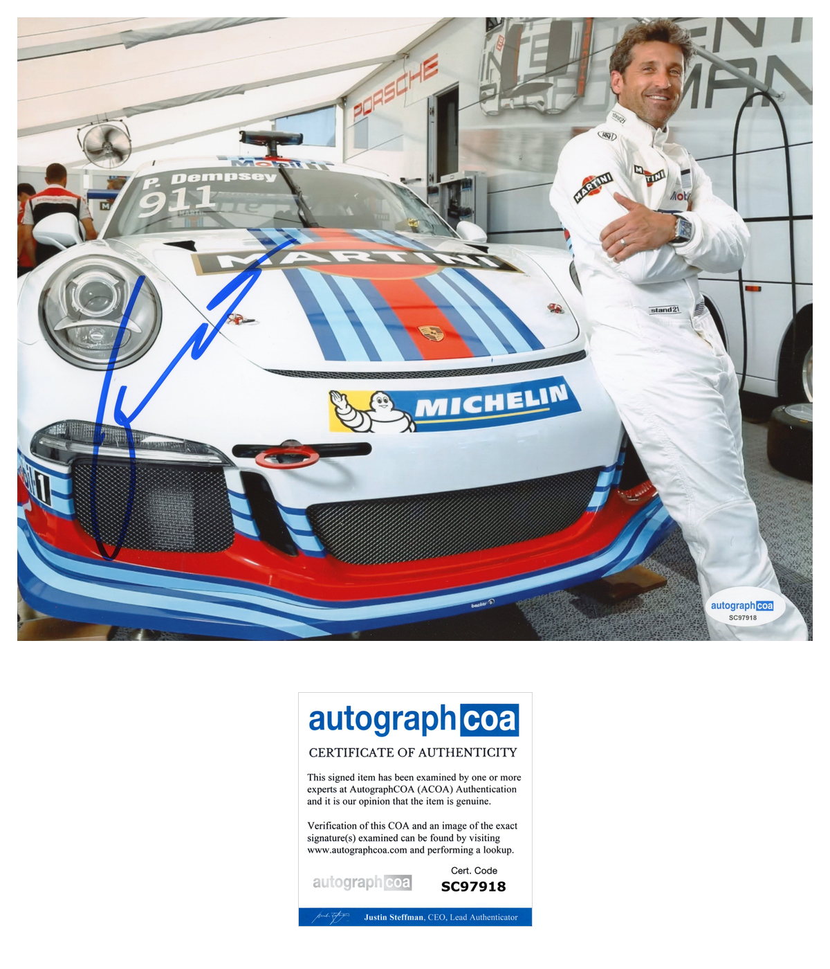 PATRICK DEMPSEY AUTOGRAPH SIGNED 8X10 PHOTO GREYS ANATOMY RACING ACOA